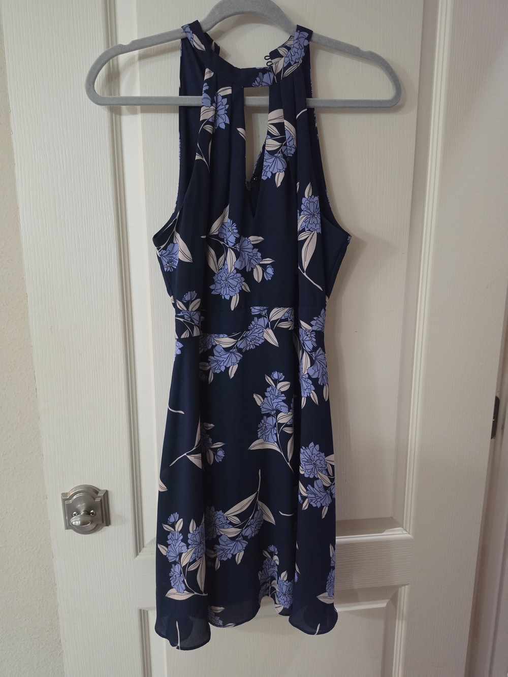 Express Navy Midi Dress with Lavender Floral Print